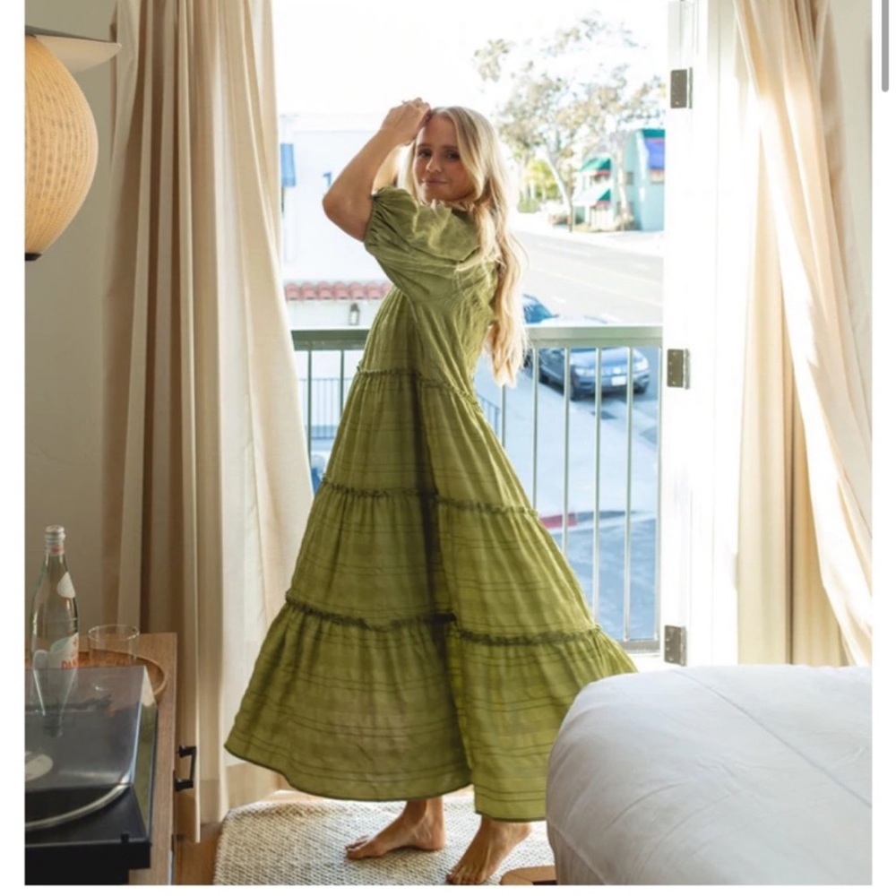 Solar the Label Ruffled Maxi Dress Green